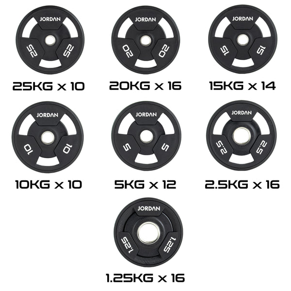 JORDAN Urethane Tri-Grip Olympic Plates - NEW DESIGN