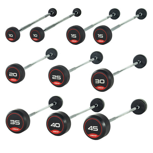 JORDAN® Rubber Barbells - Straight Bar (Red)