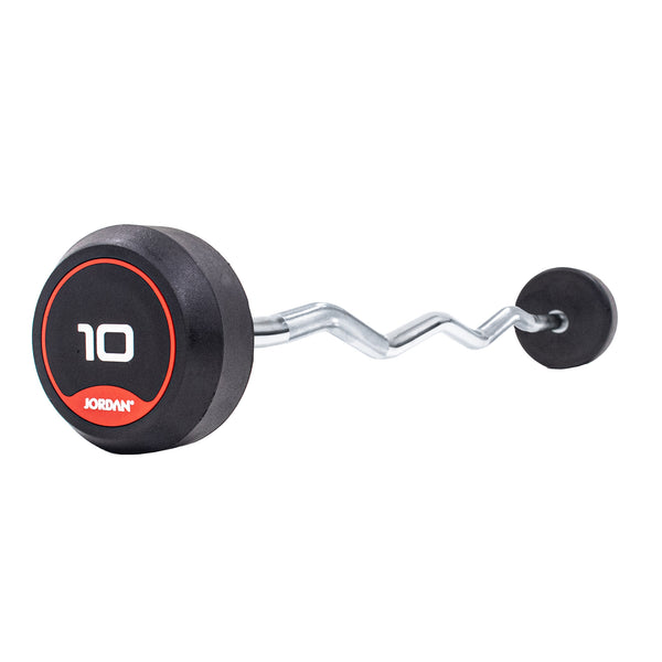 JORDAN® Rubber Barbells - Curl Bar (Red)