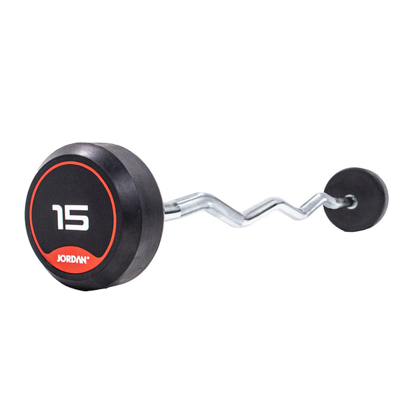 JORDAN® Rubber Barbells - Curl Bar (Red)